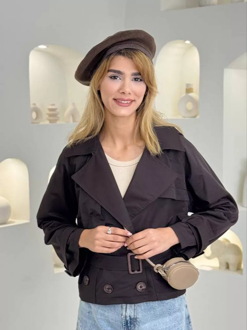بارانی مینی 71318 کلاه دار کتان RY
