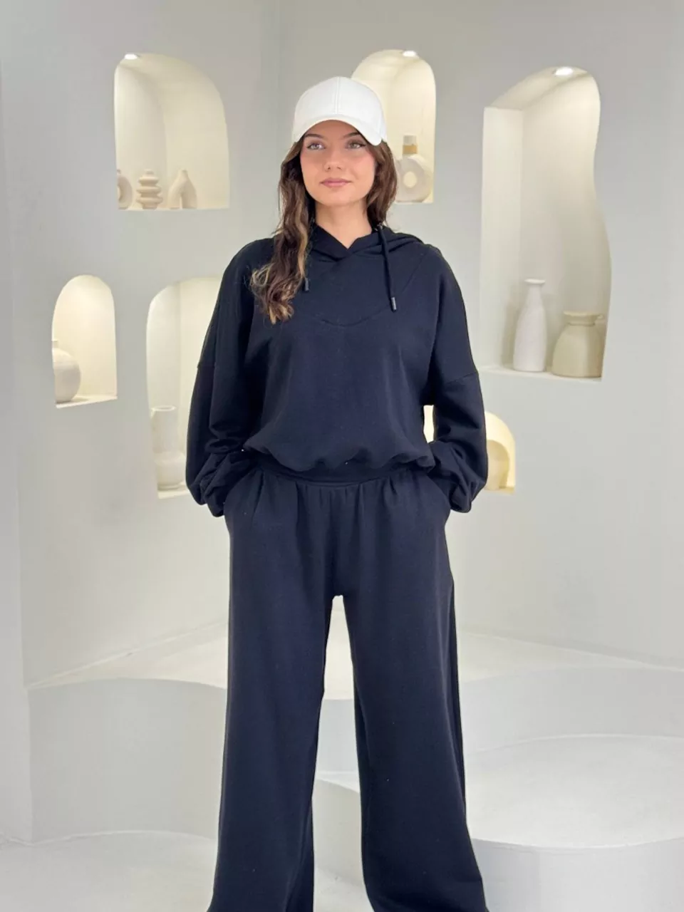 ست هودی و شلوار بگ 71307 کمر هشتی دورس خاردار RY